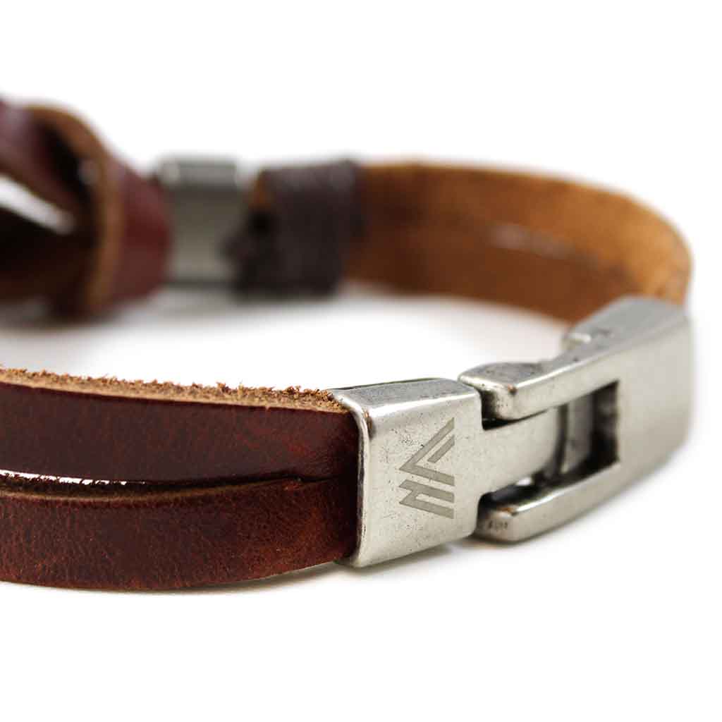 Pulsera De Cuero Hombre Infinito Y Acero Cuero Café