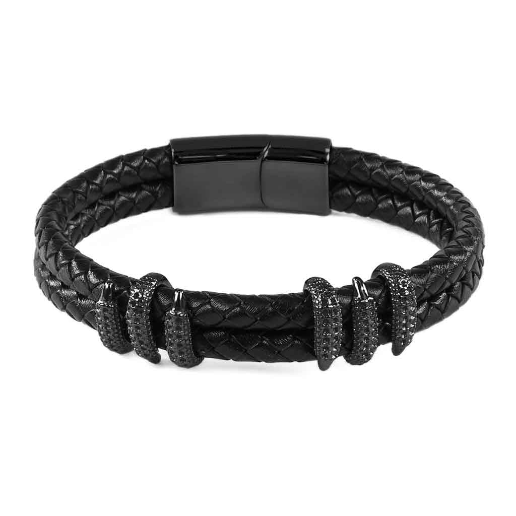 Pulseras de Cuero Hombre Mujer Negro Garras de Dragón