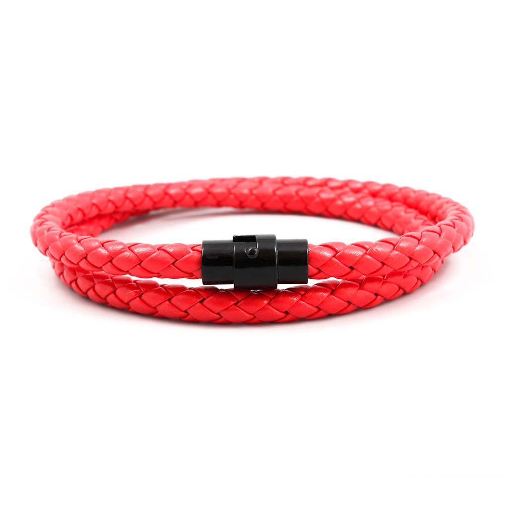 Pulsera Cuero Hombre Brazalete Pulseras Roja Larga Mujer