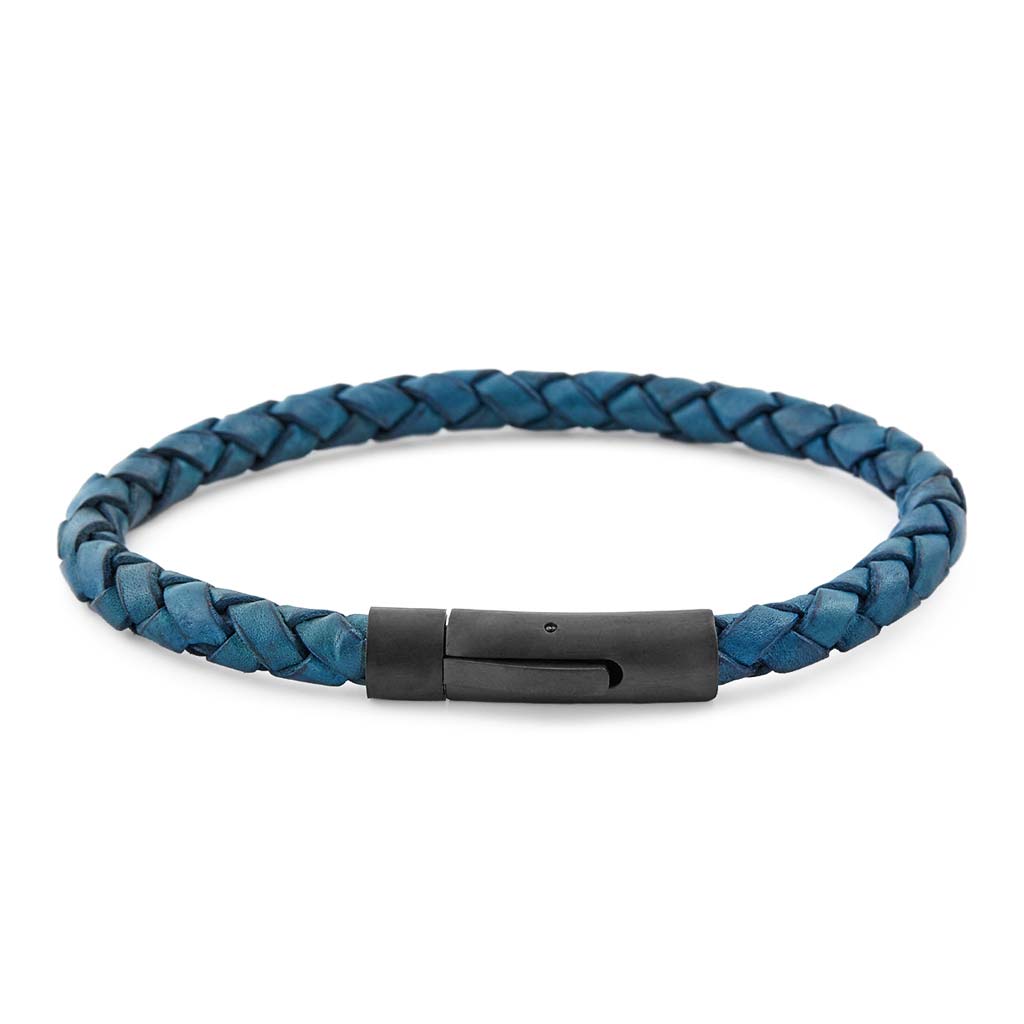 Pulseras Hombre Pulseras de Cuero Broche a Presión Azul