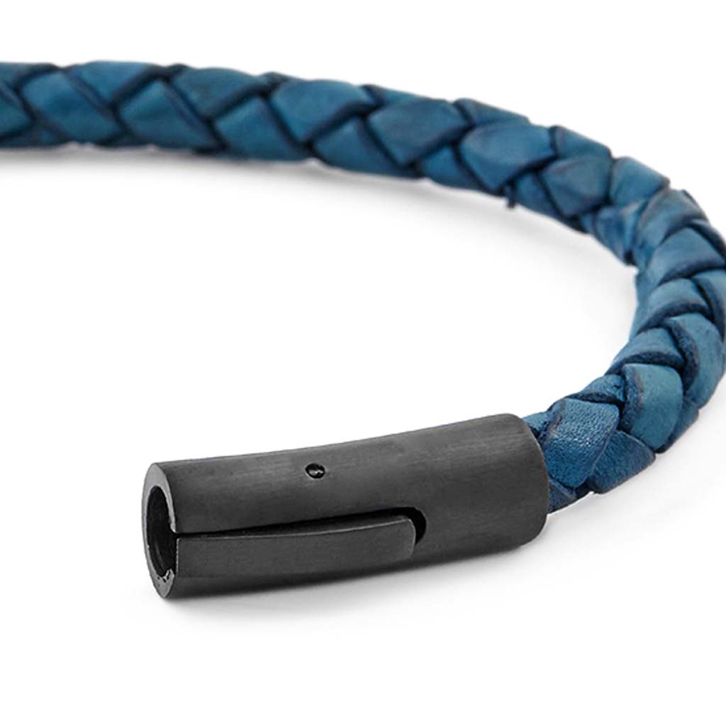 Pulseras Hombre Pulseras de Cuero Broche a Presión Azul