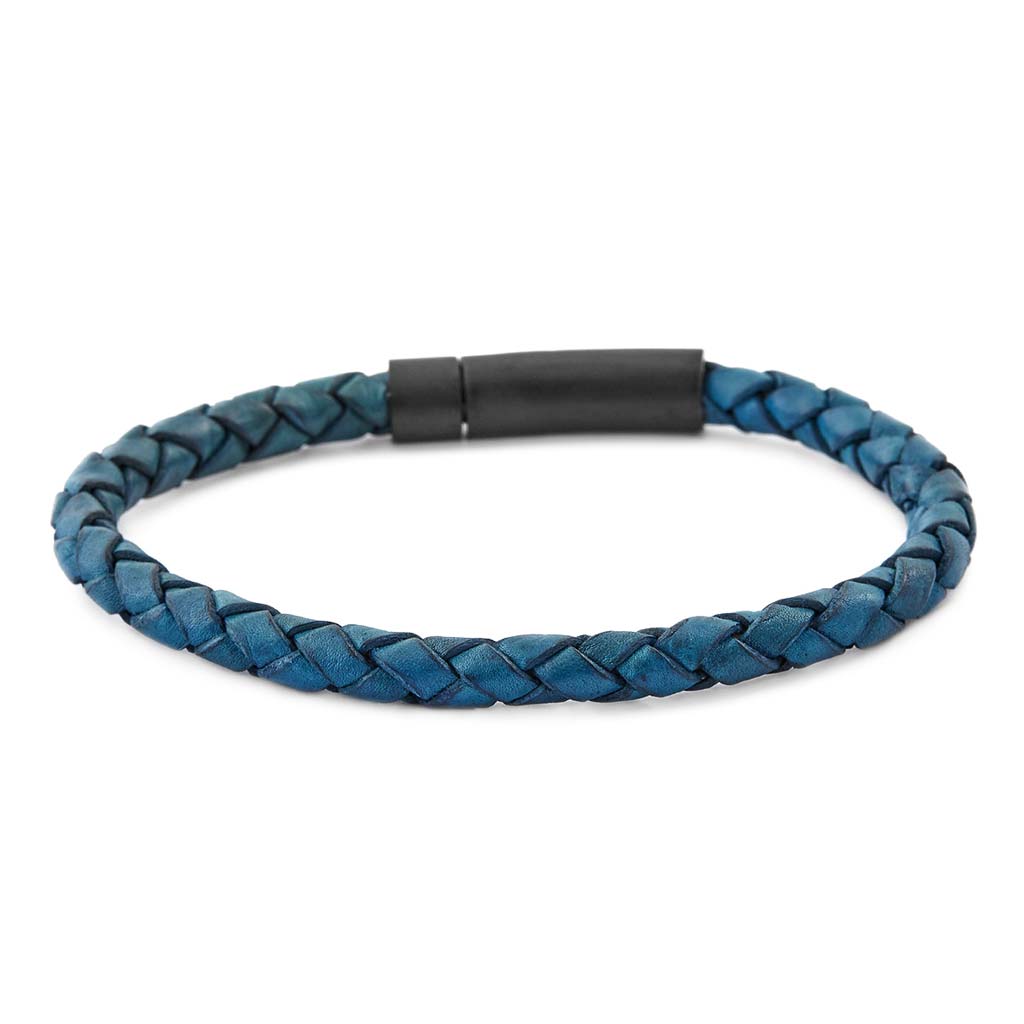 Pulseras Hombre Pulseras de Cuero Broche a Presión Azul