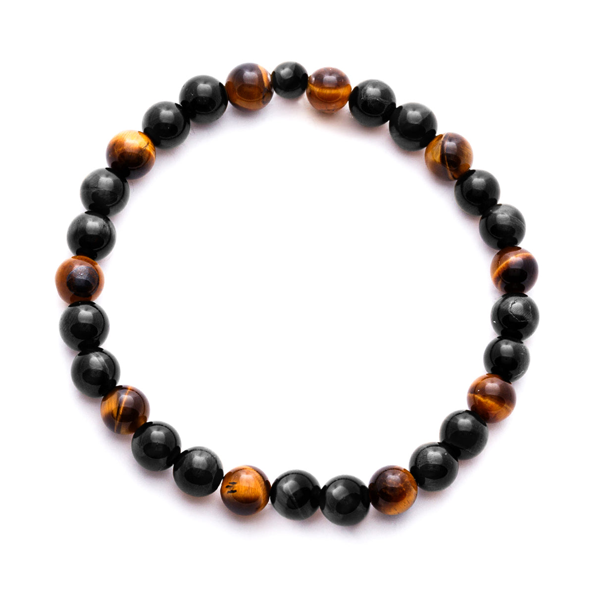 Pulsera elástica con piedras naturales ojo de tigre y ónix