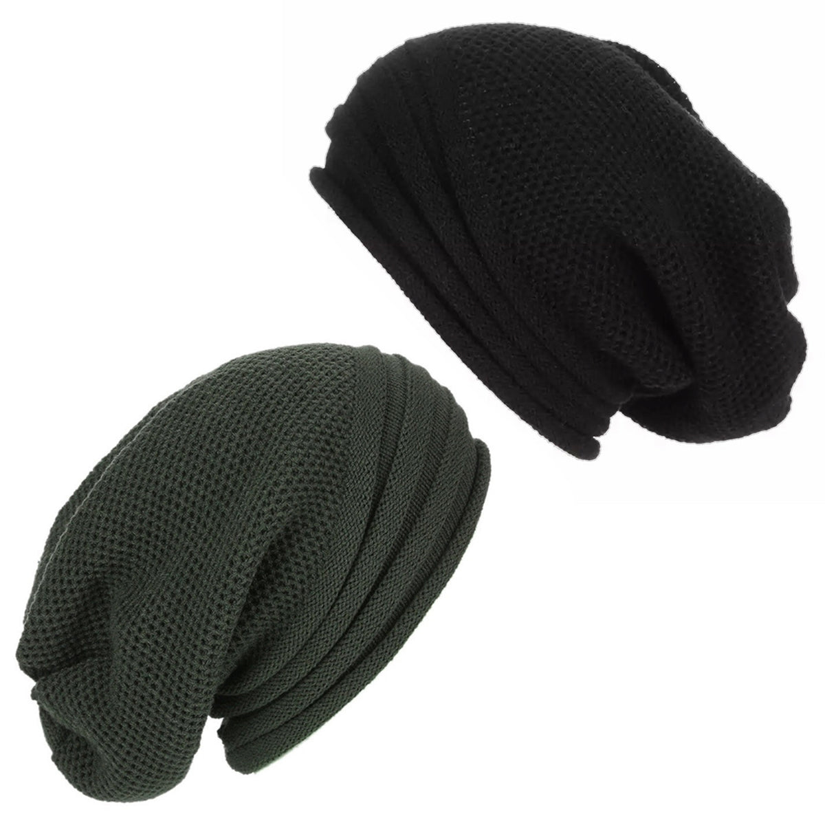 Pack x2 Gorros Algodón con Relieve Negro y Verde