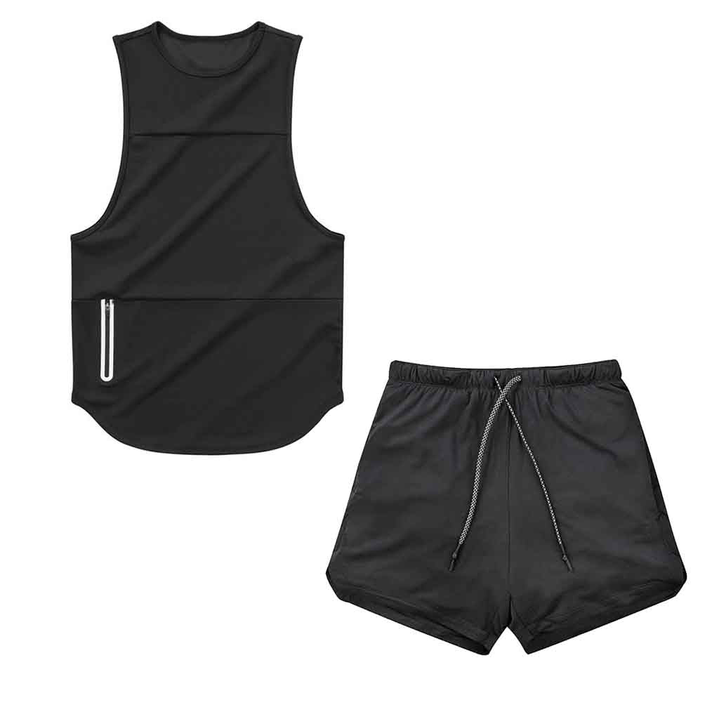 Conjunto Short Bolsillo + Polera Deportiva Cierre