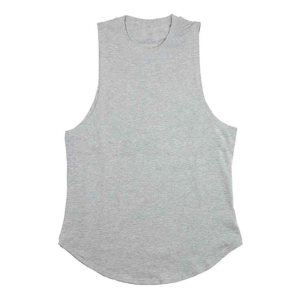 Polera Deportiva Musculosa Hombre Gimnasio Algodón Gris
