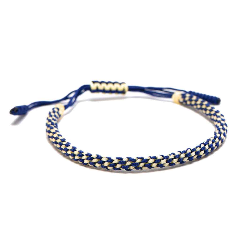 Pulsera Budista Para La Suerte Azul Y Blanco Trenzado Moda