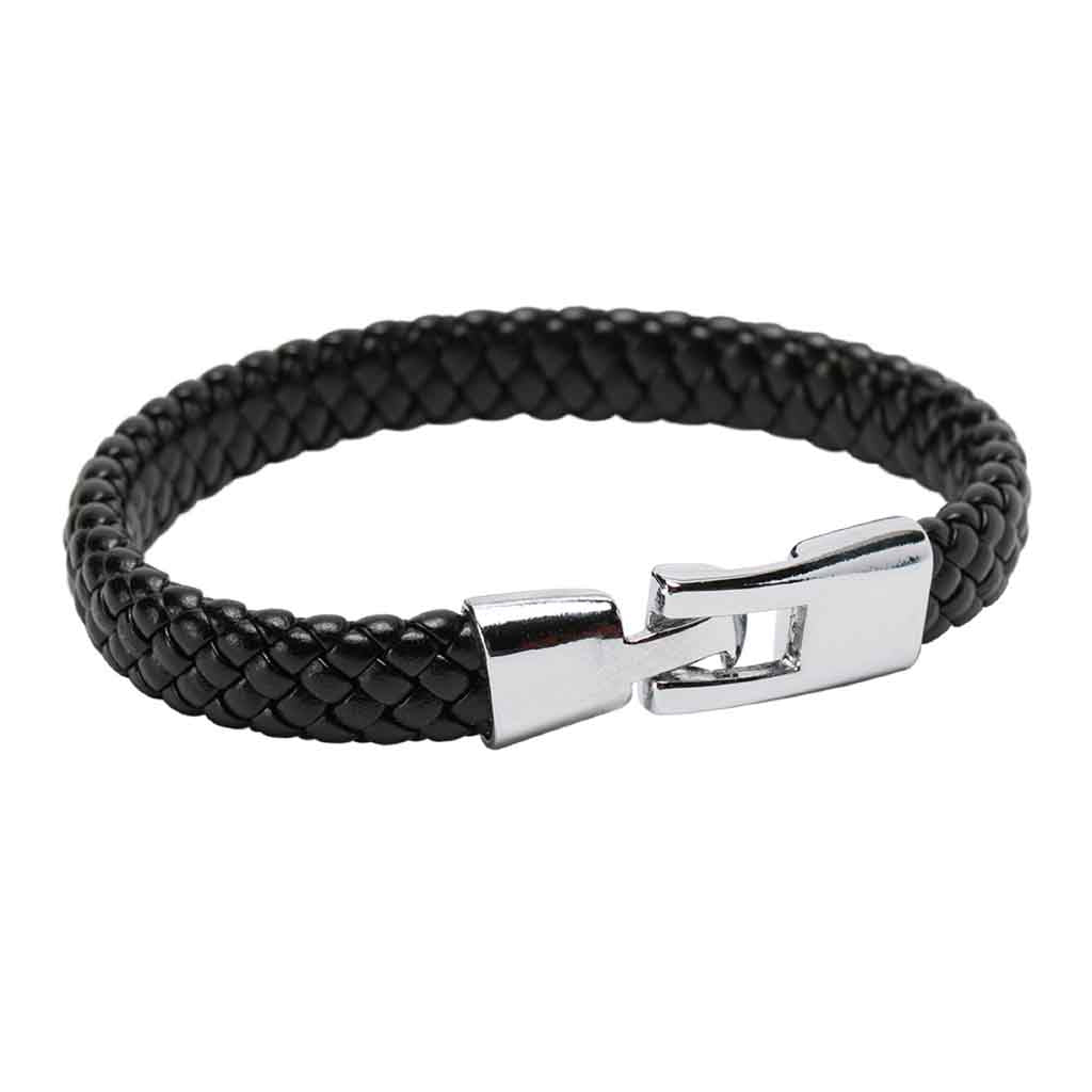 Pulsera Cuero Trenzada Piel de Serpiente Negra