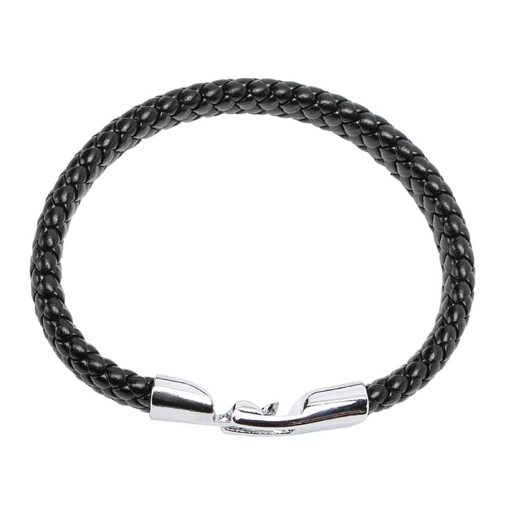 Pulsera Cuero Trenzada Piel de Serpiente Negra