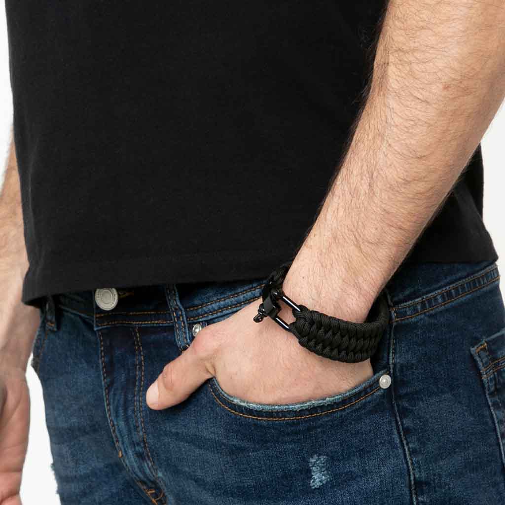 Pulsera De Cuerda Negra Hombre Grillete Modelo 2019