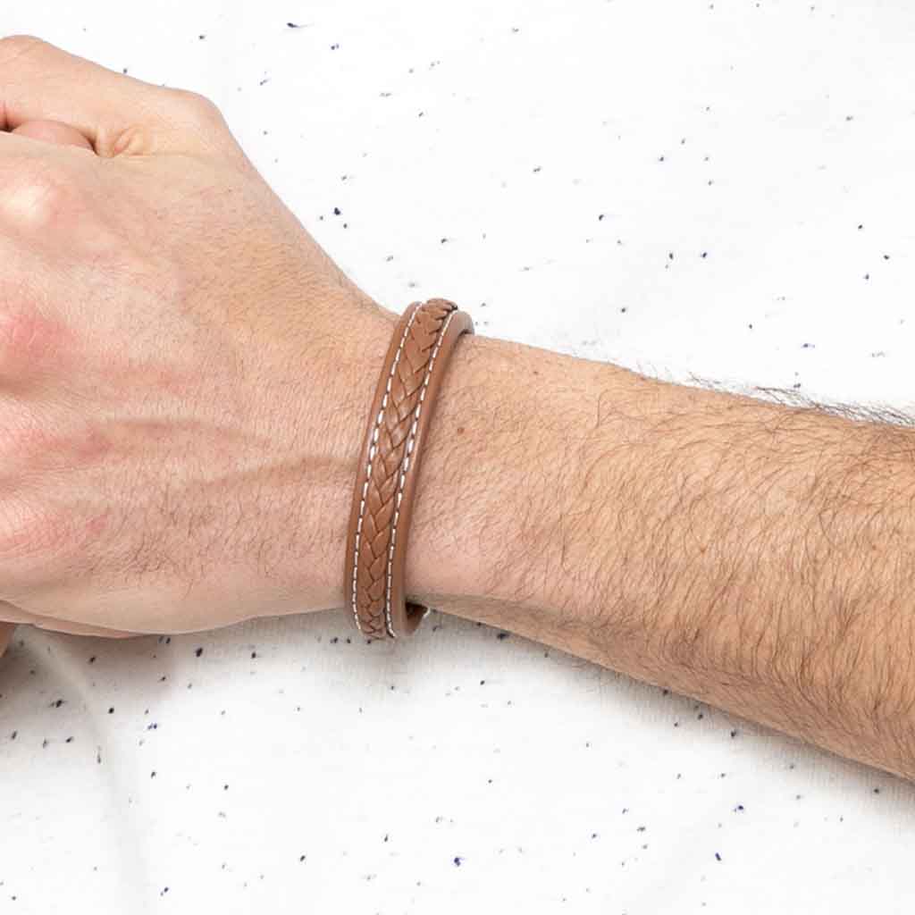 Pulsera De Cuero Clásica Café Juvenil Hombre Mujer Moda2019