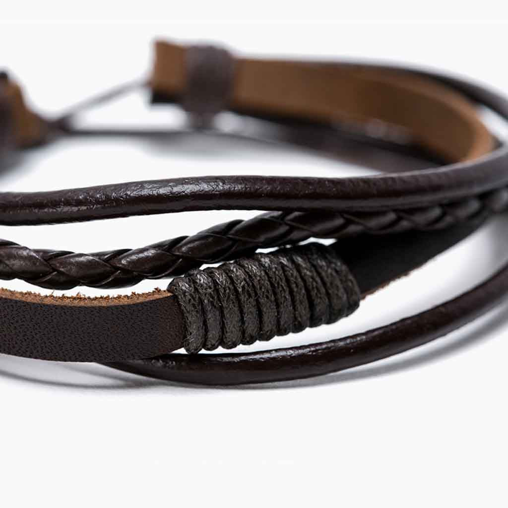 Pulsera De Cuero De 4 Lineas Juvenil Hombre Mujer Moda2019