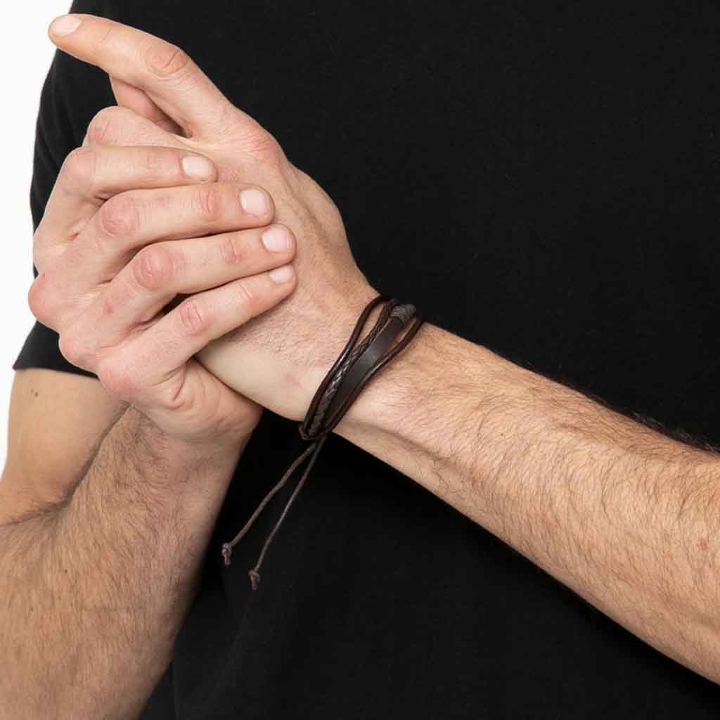 Pulsera De Cuero De 4 Lineas Juvenil Hombre Mujer Moda2019