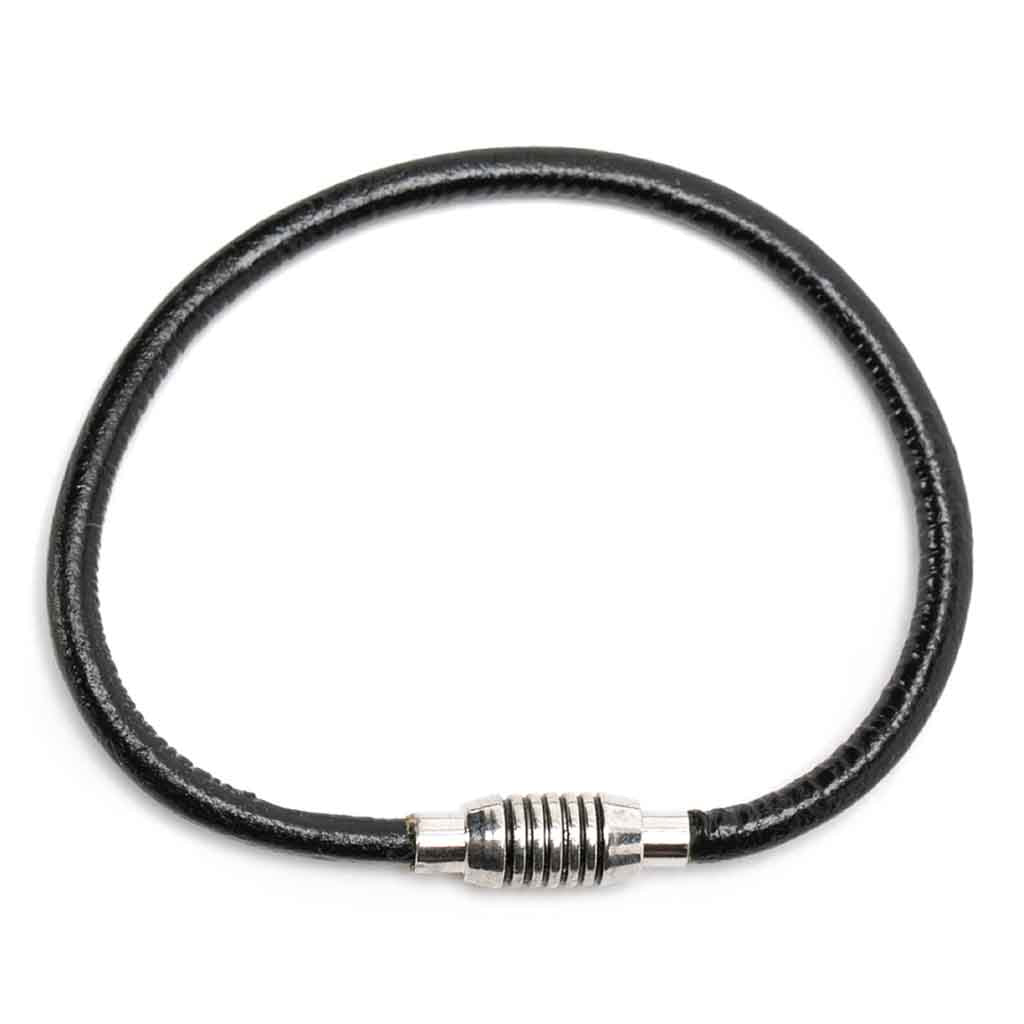 Pulsera De Cuero Hombre, Mujer Circular Negra Moda 2019