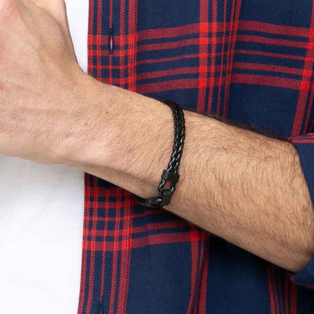 Pulsera De Cuero Negro Para Hombre, Moda Juvenil 2019
