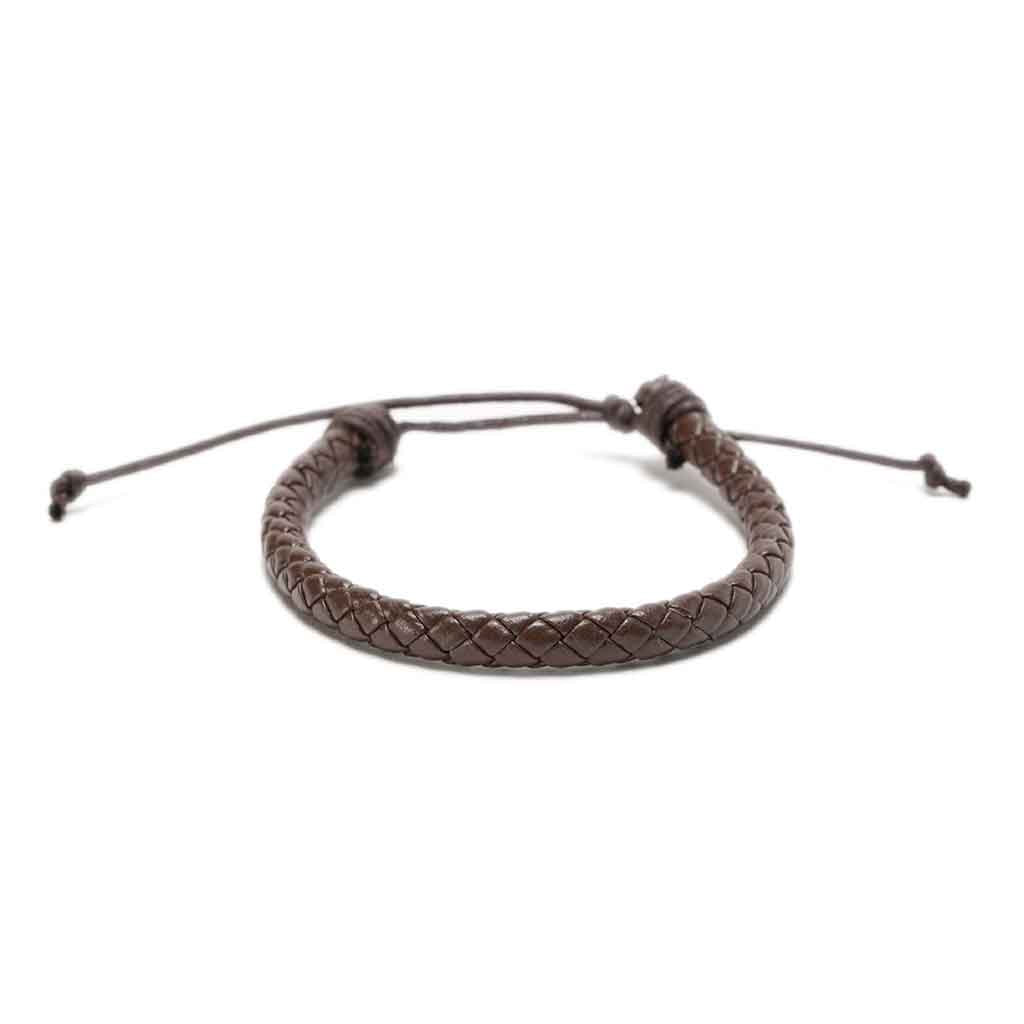 Pulsera De Hombre De Cuero Trenzado Marron Juvenil