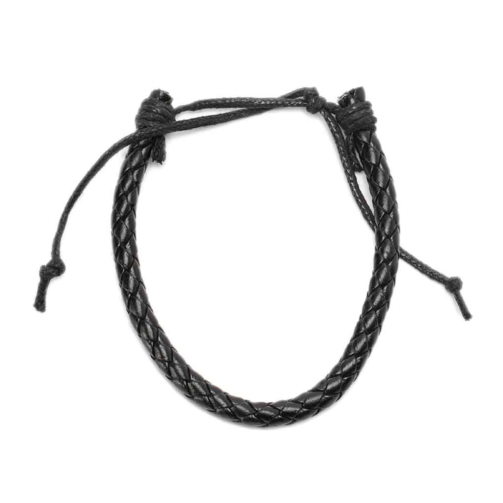 Pulsera De Hombre De Cuero Trenzado Negro