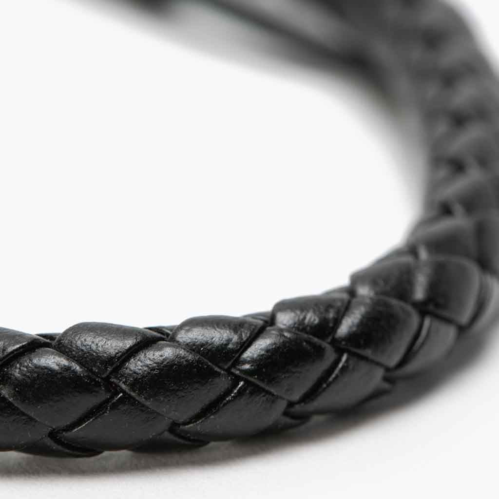 Pulsera De Hombre De Cuero Trenzado Negro