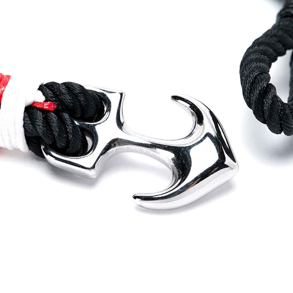 Pulsera De Hombre Mujer De Ancla Cuerda Negra