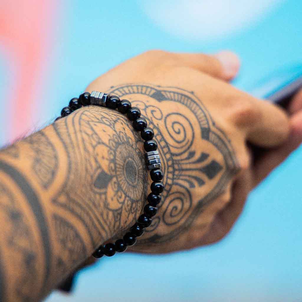 Pulsera de Hombre Piedra Ónix Brillante Elegante