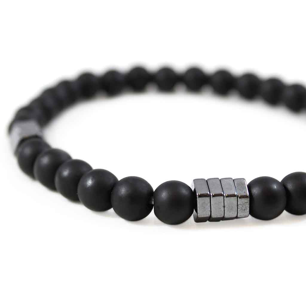 Pulsera de Hombre Piedra Ónix Mate Elegante