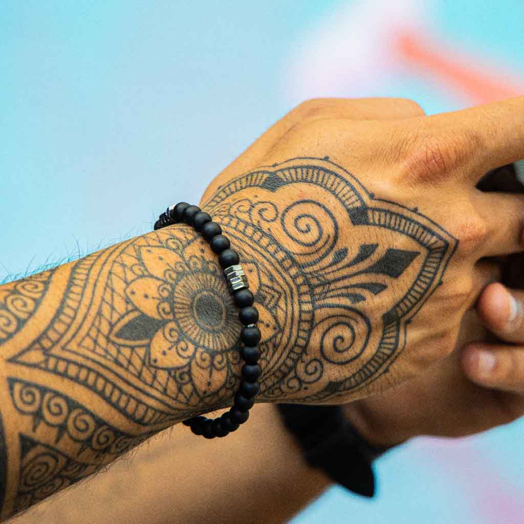 Pulsera de Hombre Piedra Ónix Mate Elegante