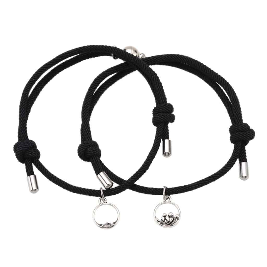 Pulsera de Parejas con Imán Negra Charms Par