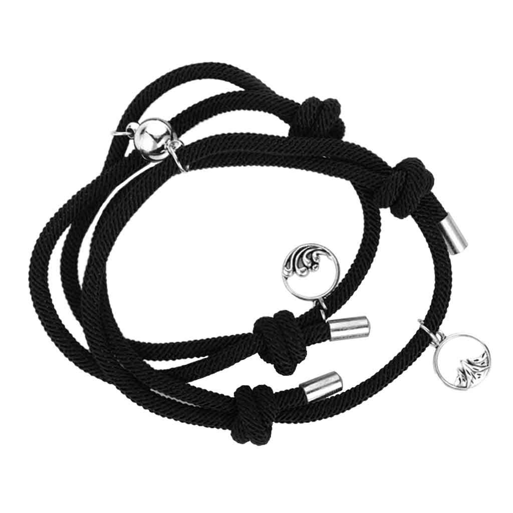 Pulsera de Parejas con Imán Negra Charms Par