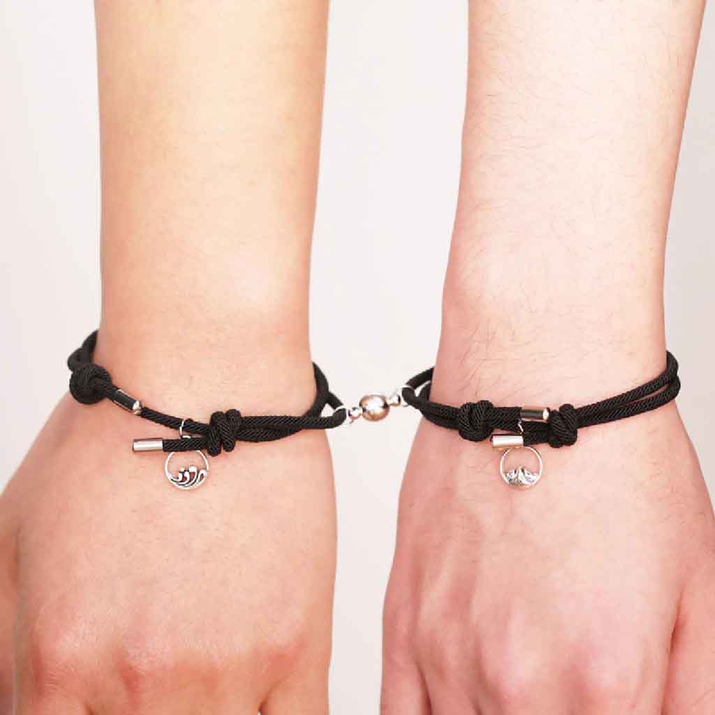 Pulsera de Parejas con Imán Negra Charms Par