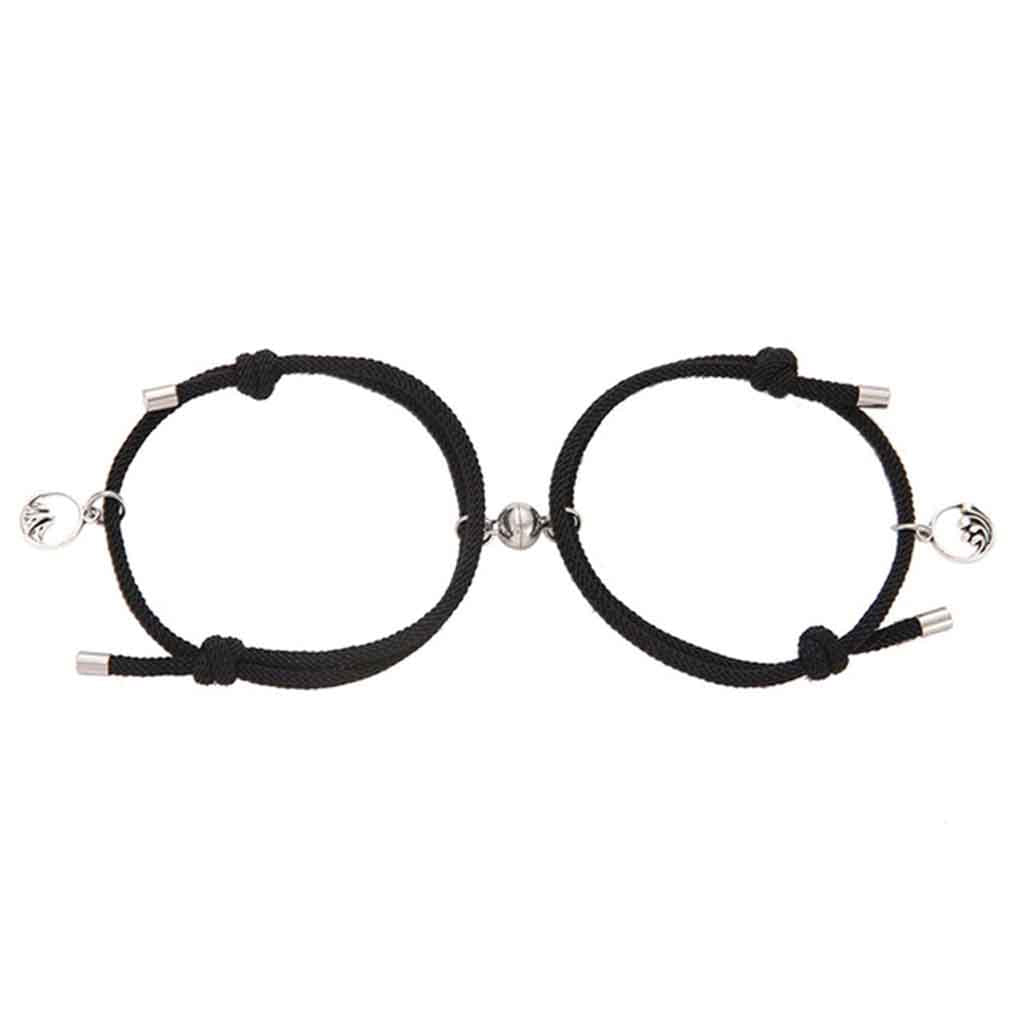 Pulsera de Parejas con Imán Negra Charms Par