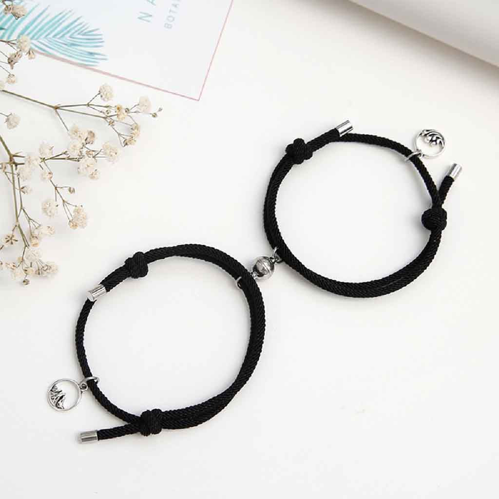 Pulsera de Parejas con Imán Negra Charms Par