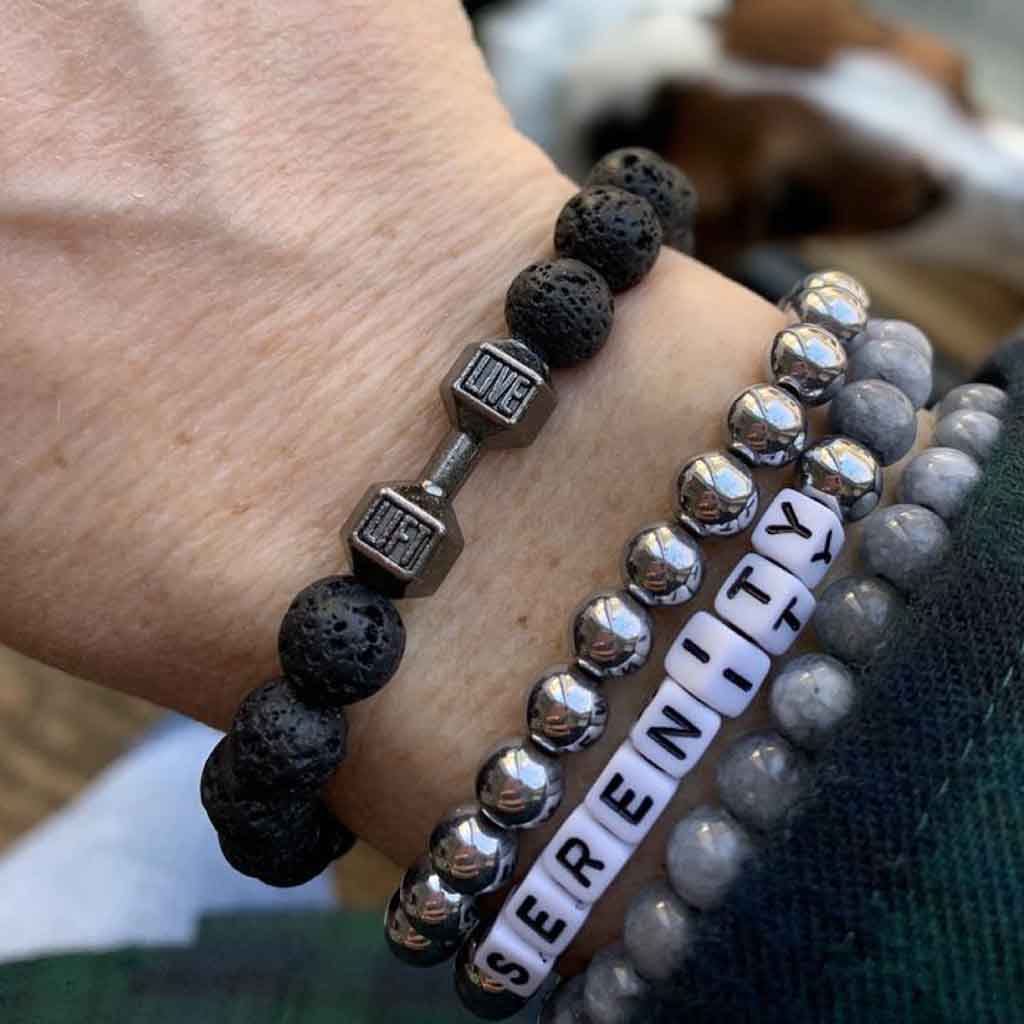 Pulsera Hombre Mancuerna Piedra Volcanica