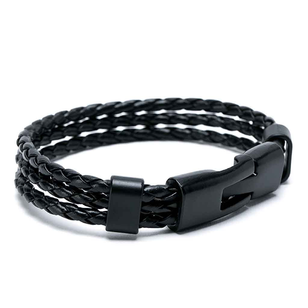 Pulsera Hombre Cuero Tejida Trenzada Juvenil Elegante