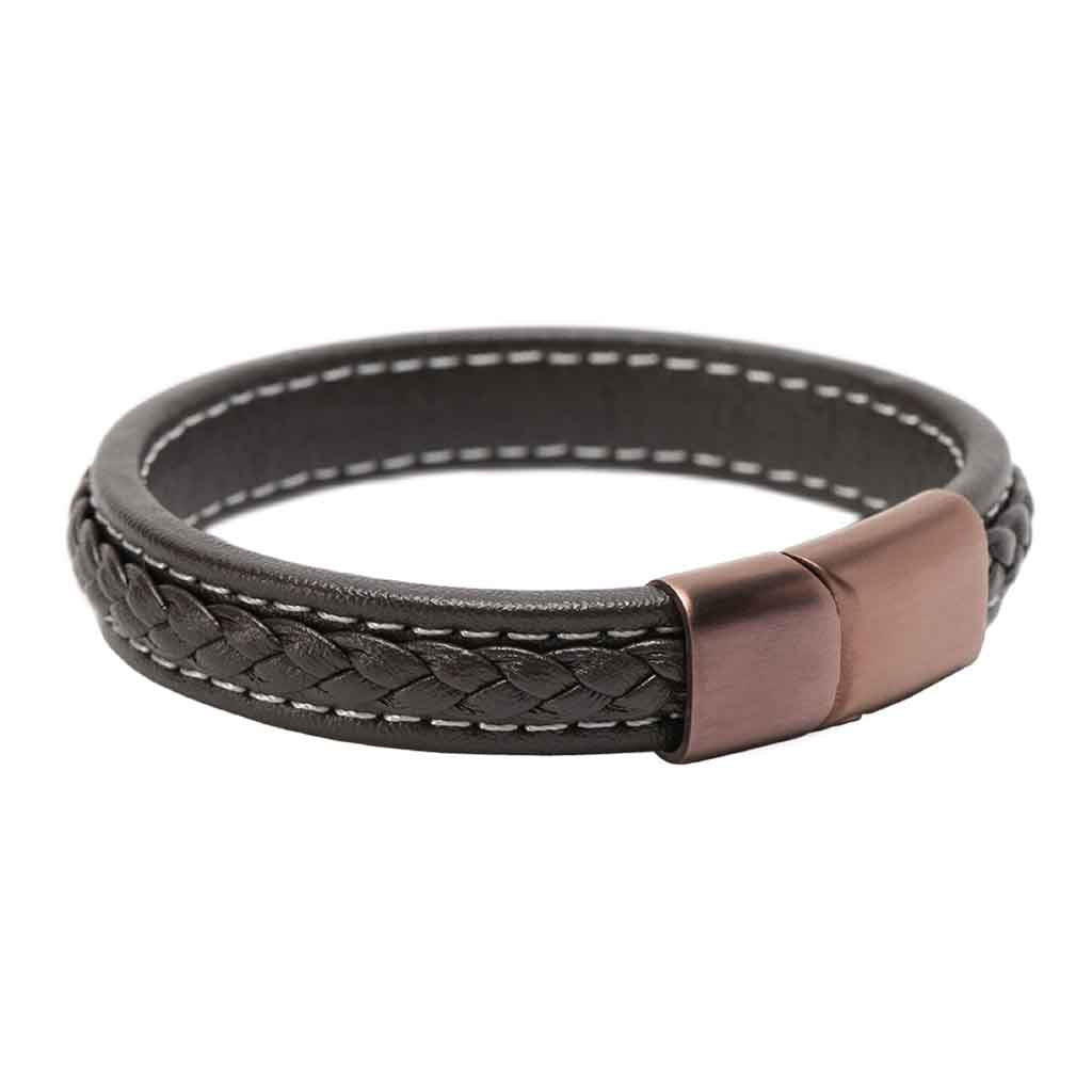 Pulsera En Cuero Moda Casual Marrón Para Caballeros