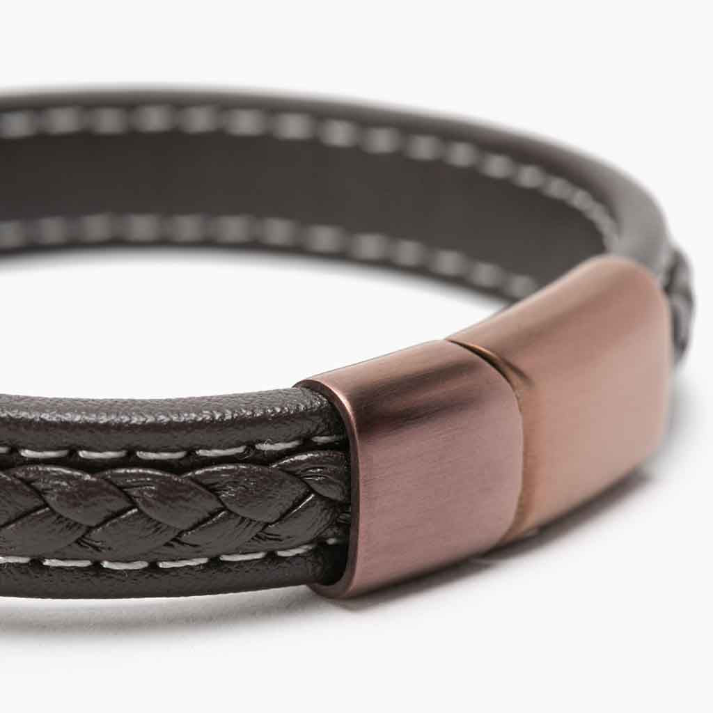 Pulsera En Cuero Moda Casual Marrón Para Caballeros