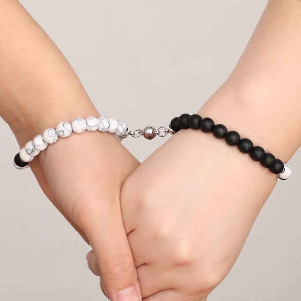 Pulsera para Parejas con Imán Piedras Naturales Charms