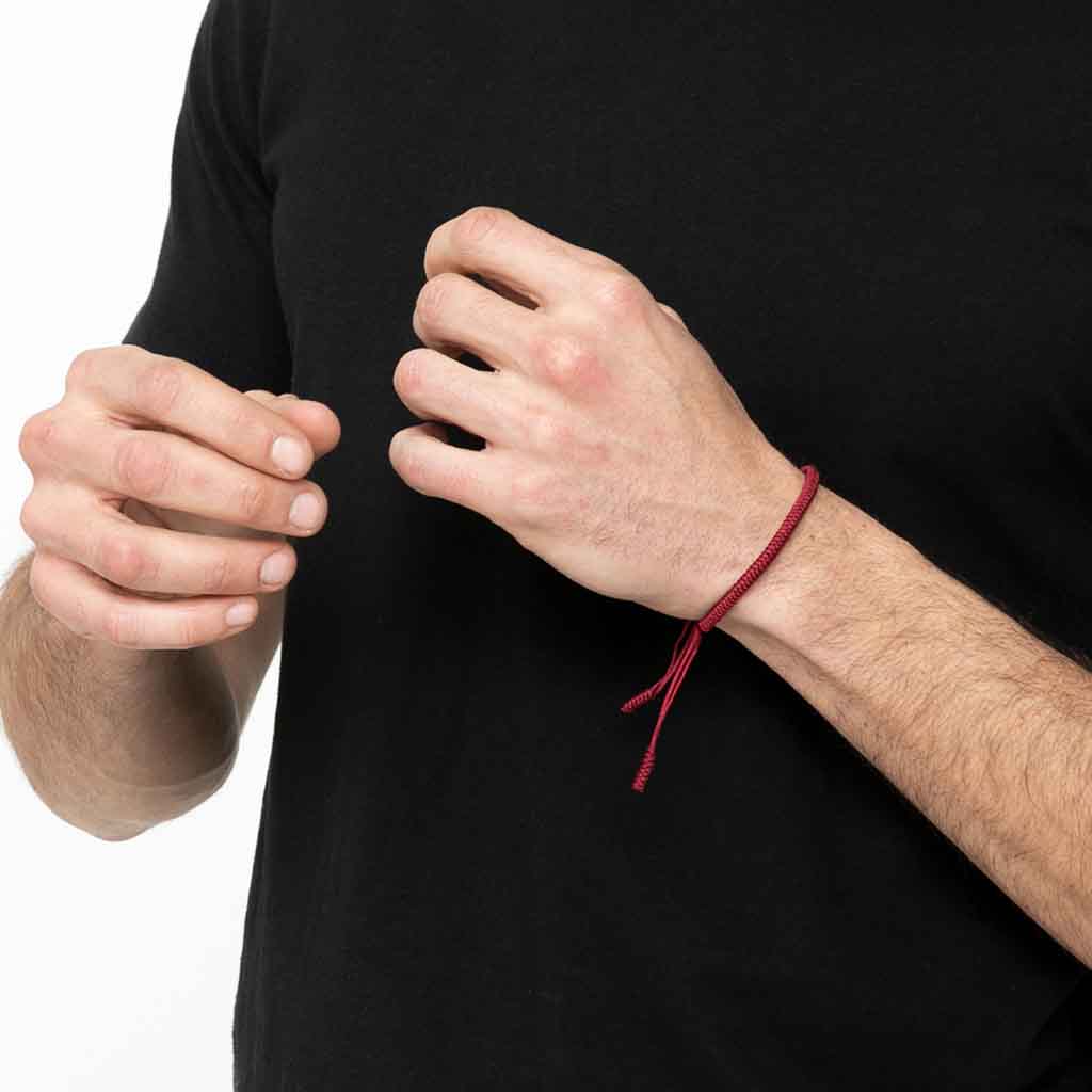 Pulsera Protección Budista Tibetana Burdeo