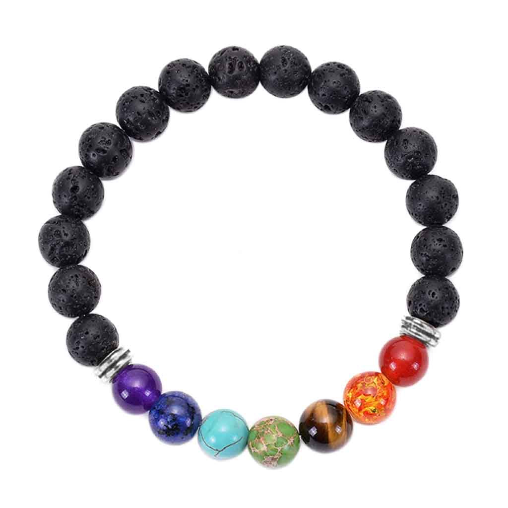 Pulseras Hombre Mujer Piedra Volcanica 7 Chakras Feng Shui
