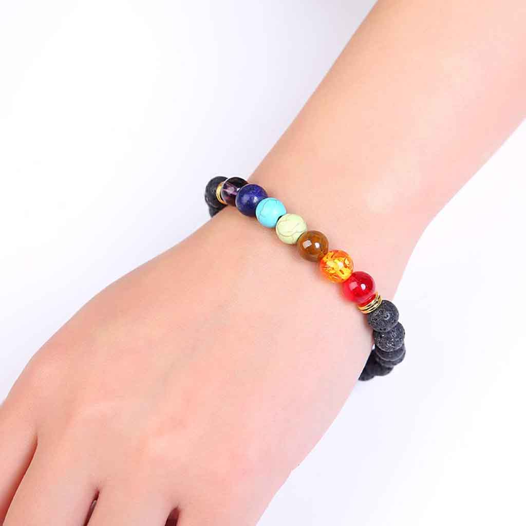 Pulseras Hombre Mujer Piedra Volcanica 7 Chakras Feng Shui