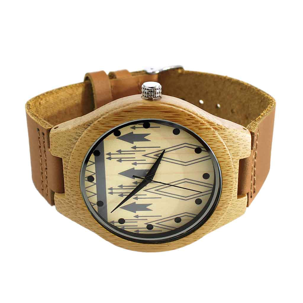 Reloj de Hombre en Madera Correas de Cuero Café