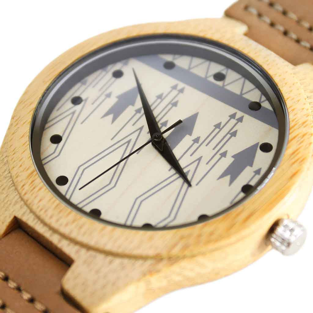 Reloj de Hombre en Madera Correas de Cuero Café