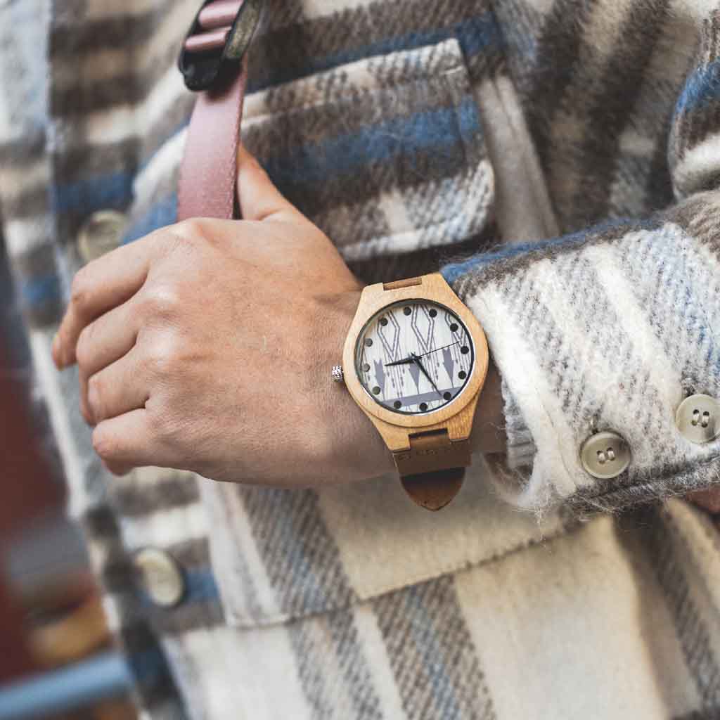 Reloj Unisex en Madera Correas de Cuero Chocolate