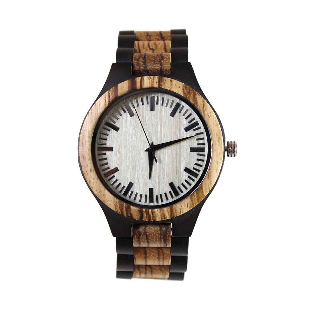 Reloj Hombre Correa Madera Combinado Negro Café