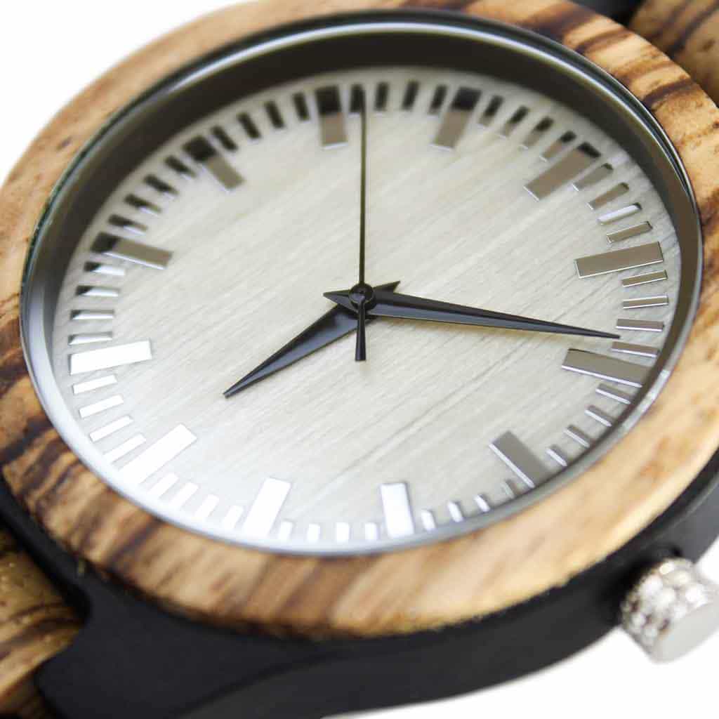 Reloj Hombre Correa Madera Combinado Negro Café