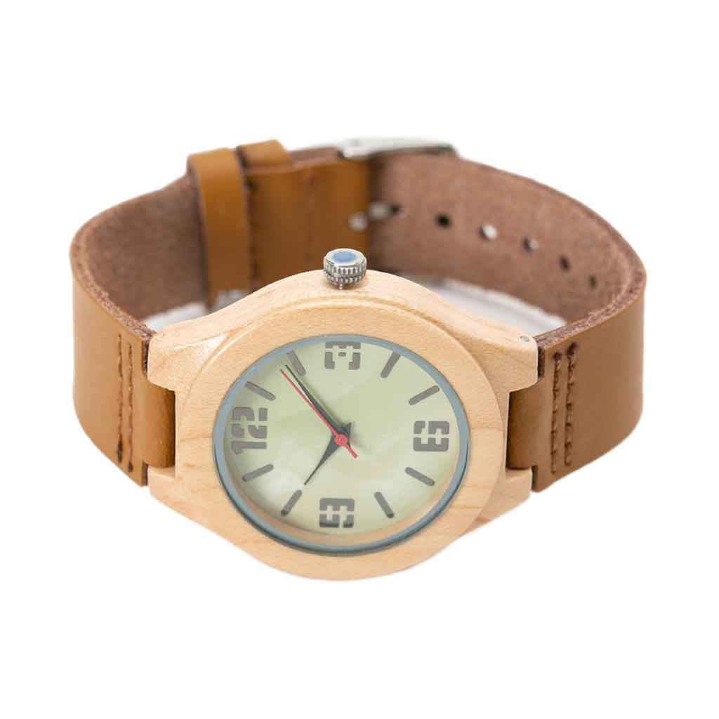 Reloj Madera Juvenil Unisex Verde Bambú