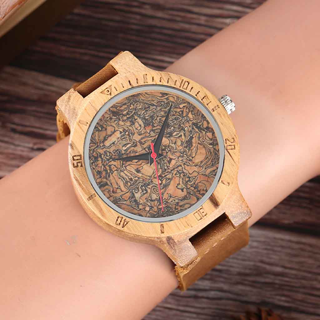 Reloj Madera y Corcho con Bisel Grabado