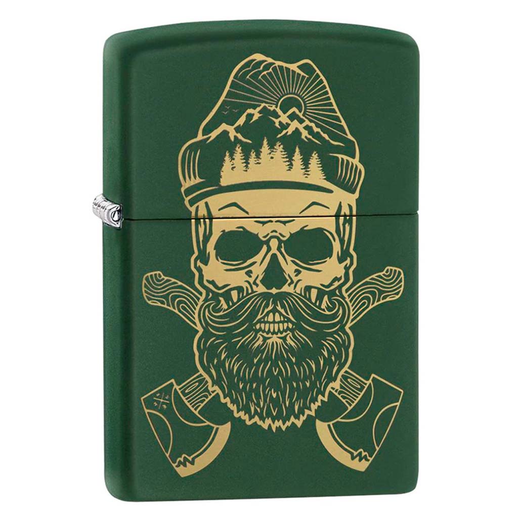 Encendedor Zippo Lighter Outdoor Skull Design Verde