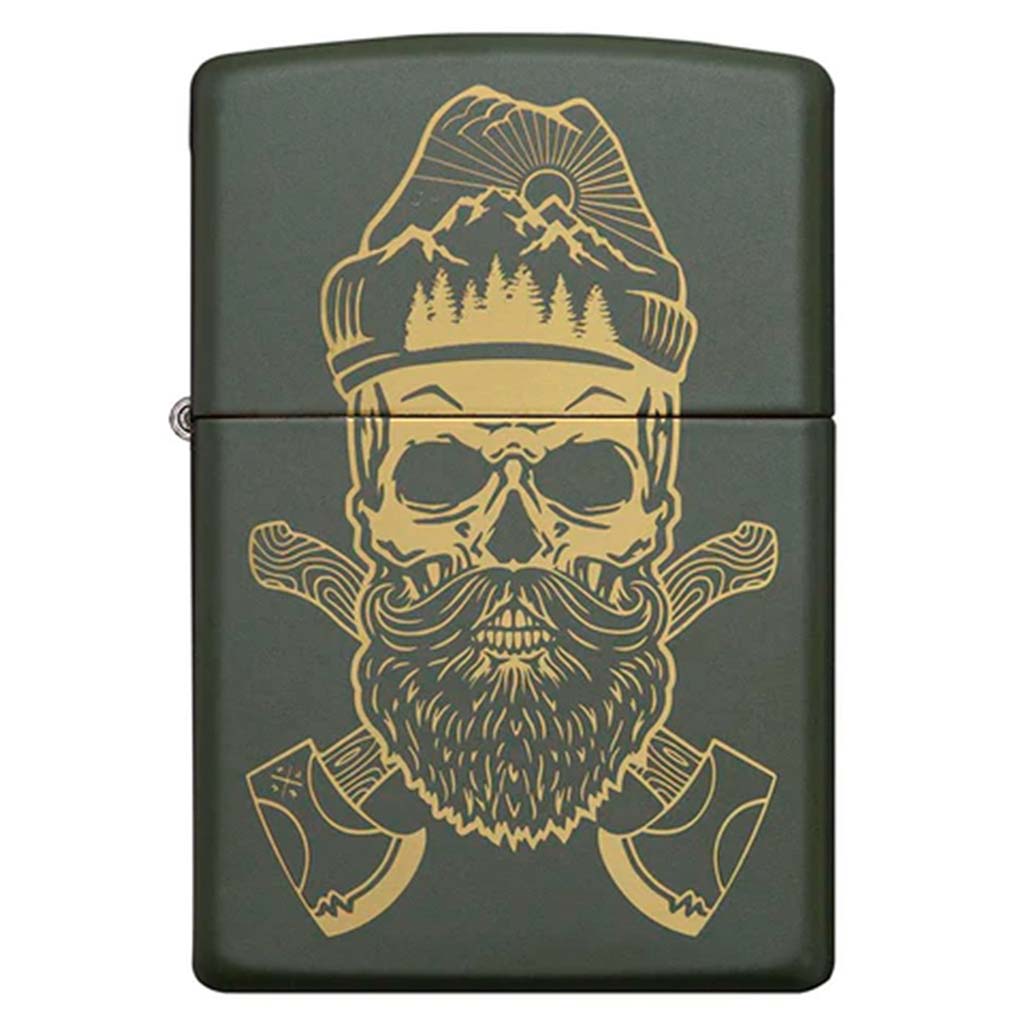 Encendedor Zippo Lighter Outdoor Skull Design Verde