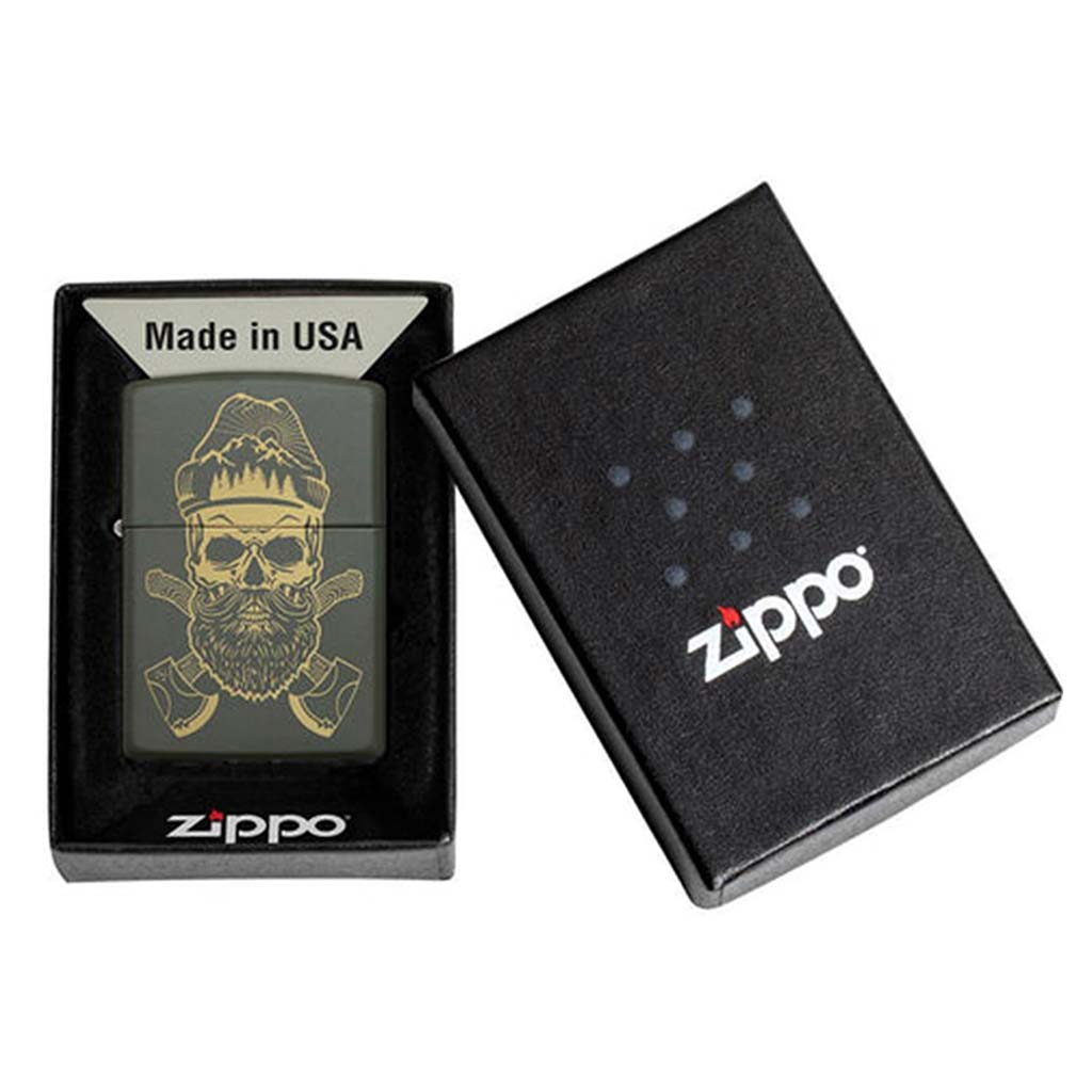 Encendedor Zippo Lighter Outdoor Skull Design Verde