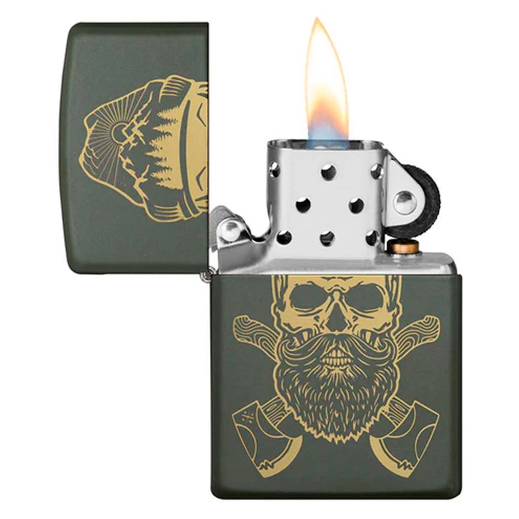 Encendedor Zippo Lighter Outdoor Skull Design Verde